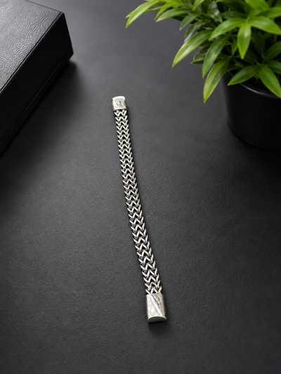 Men's Silver Braided Chain Bracelet