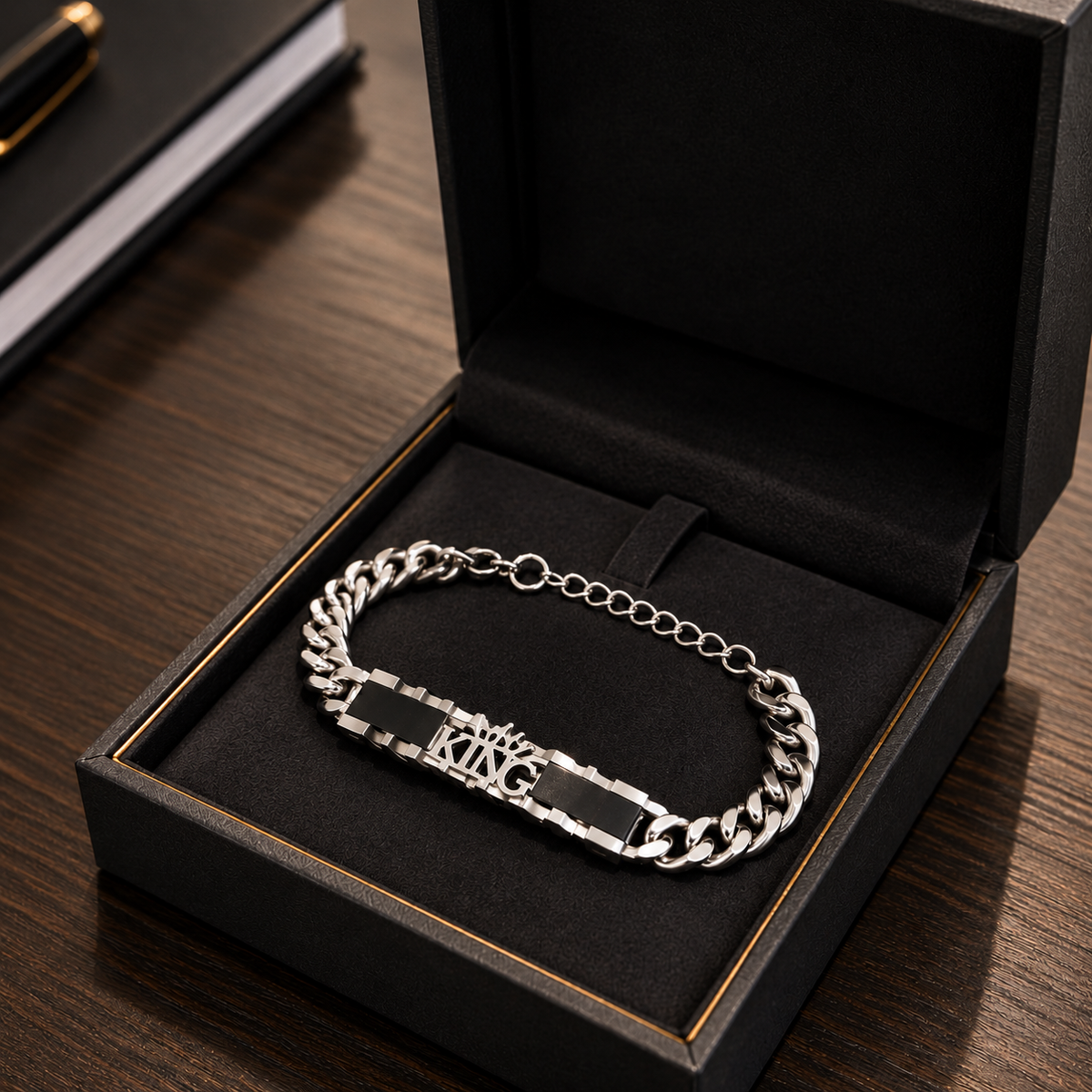 Men's Silver Chain King Bracelet