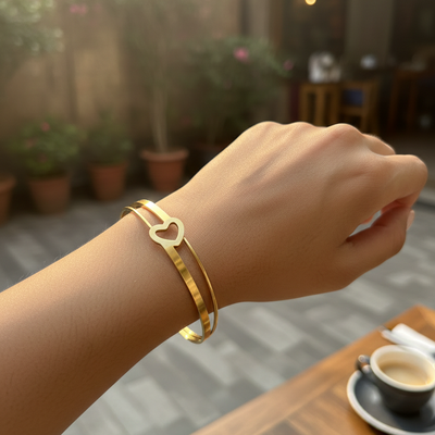 Golden Heart Open Bangle