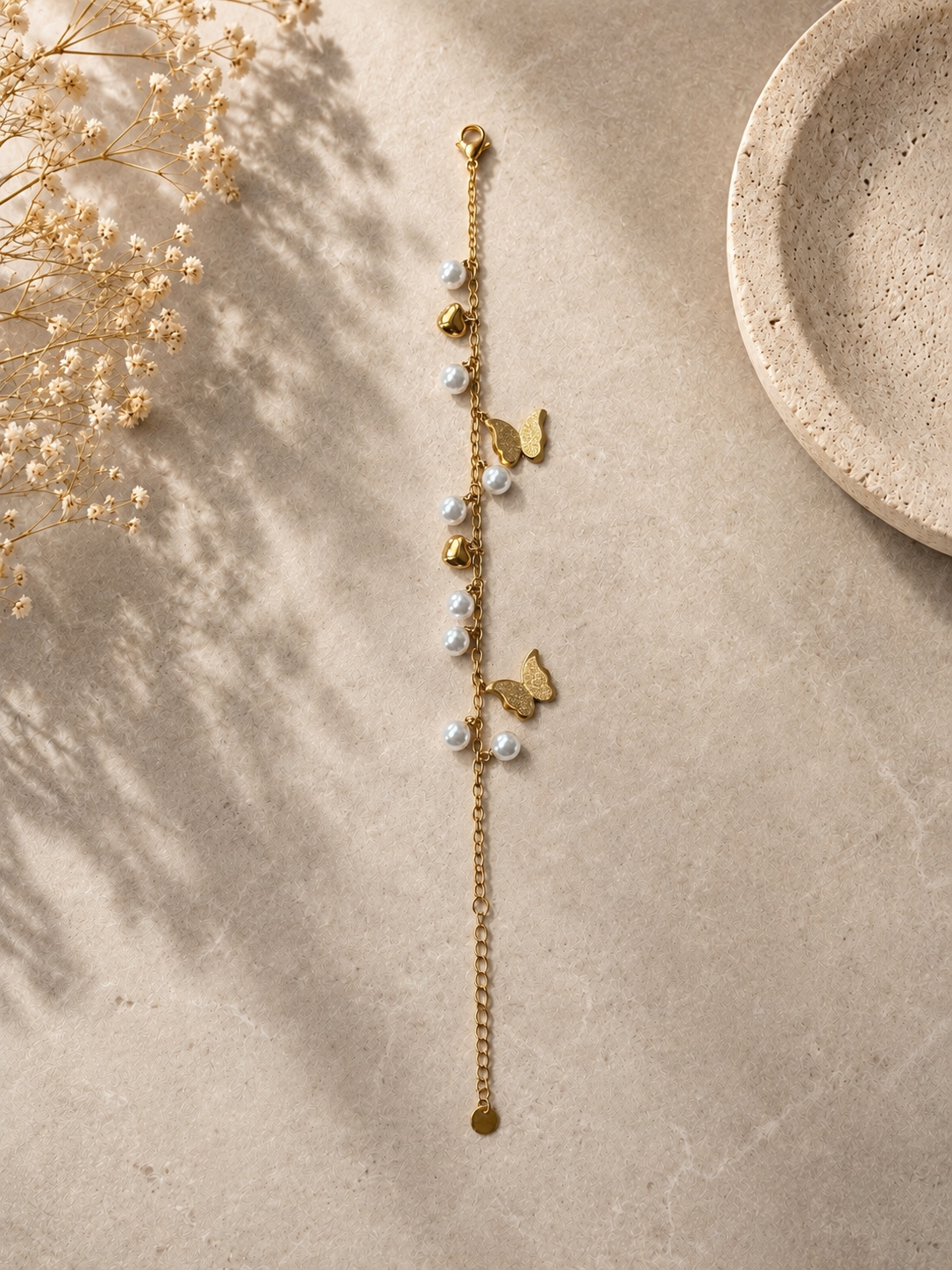 Pearl Flutter Charm Bracelet