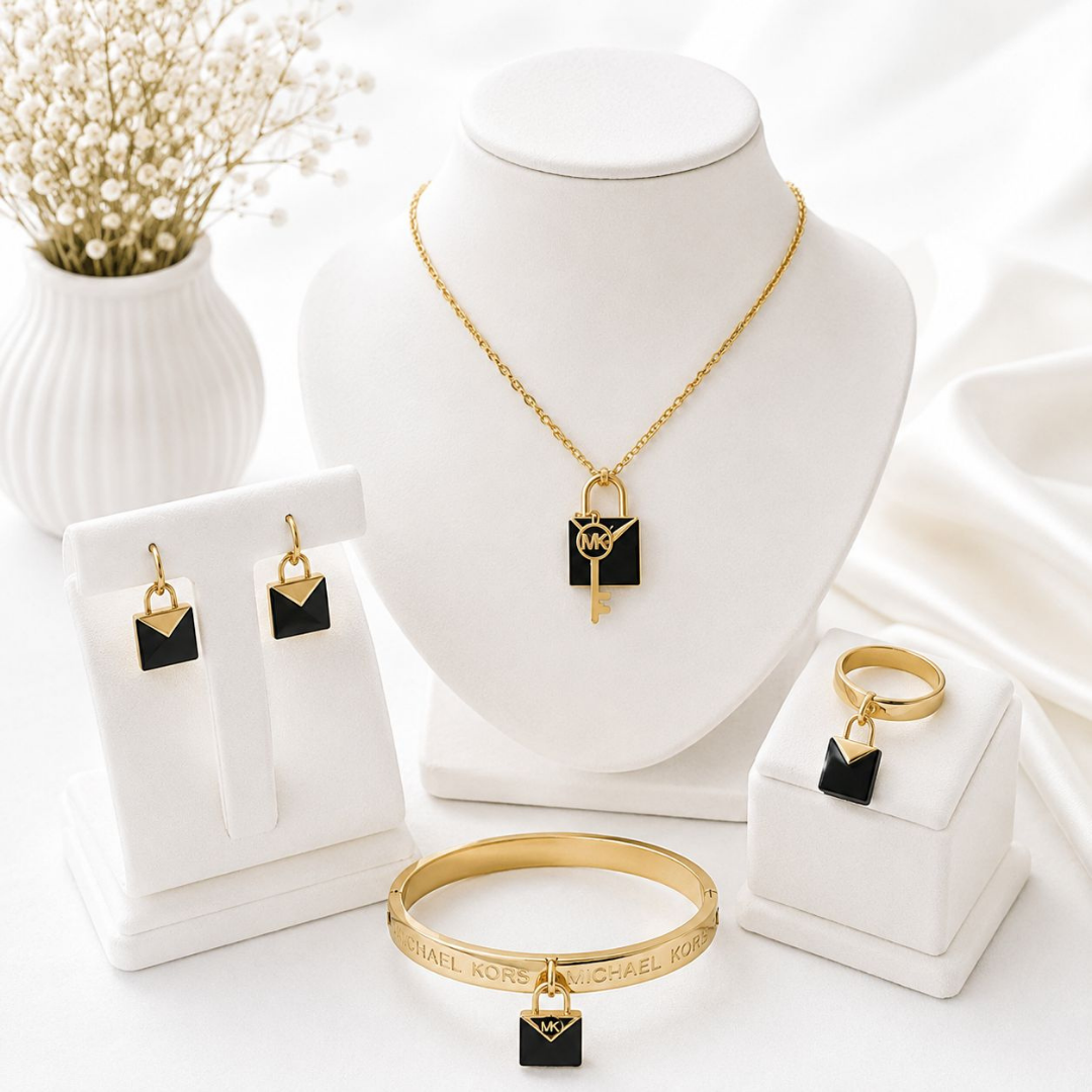 MK Women’s Black & Gold Luxury Jewellery Set