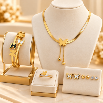 Luxury Gold Butterfly Jewellery Set
