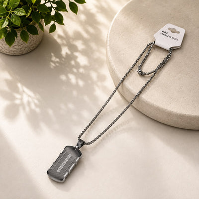 Men's Silver Tag Pendant Necklace