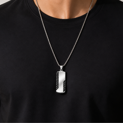 Premium Silver Geometric Pendant Necklace for Men