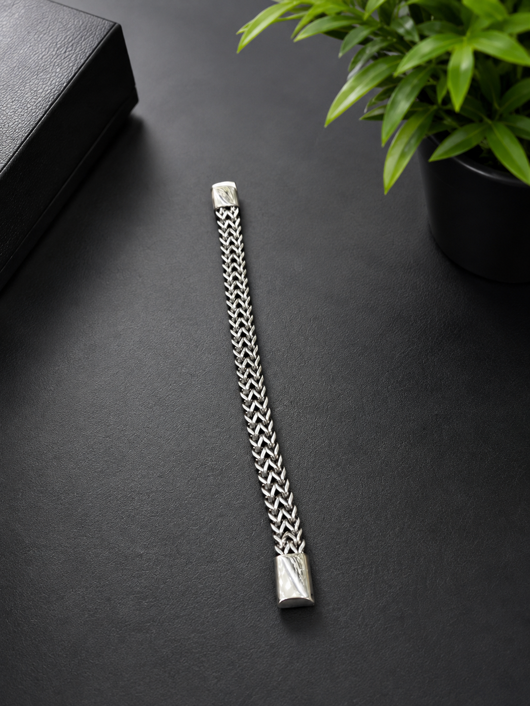 Men's Silver Braided Chain Bracelet