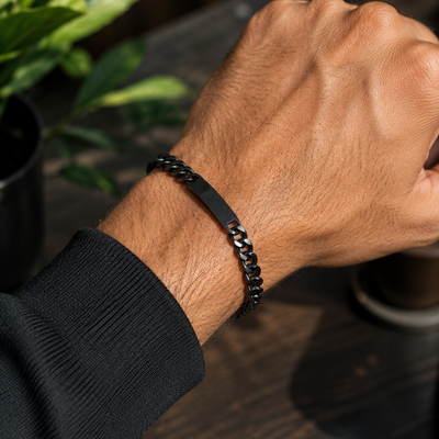 Premium Stainless Steel Men's Black Bracelet – No Fade, Water Resistant