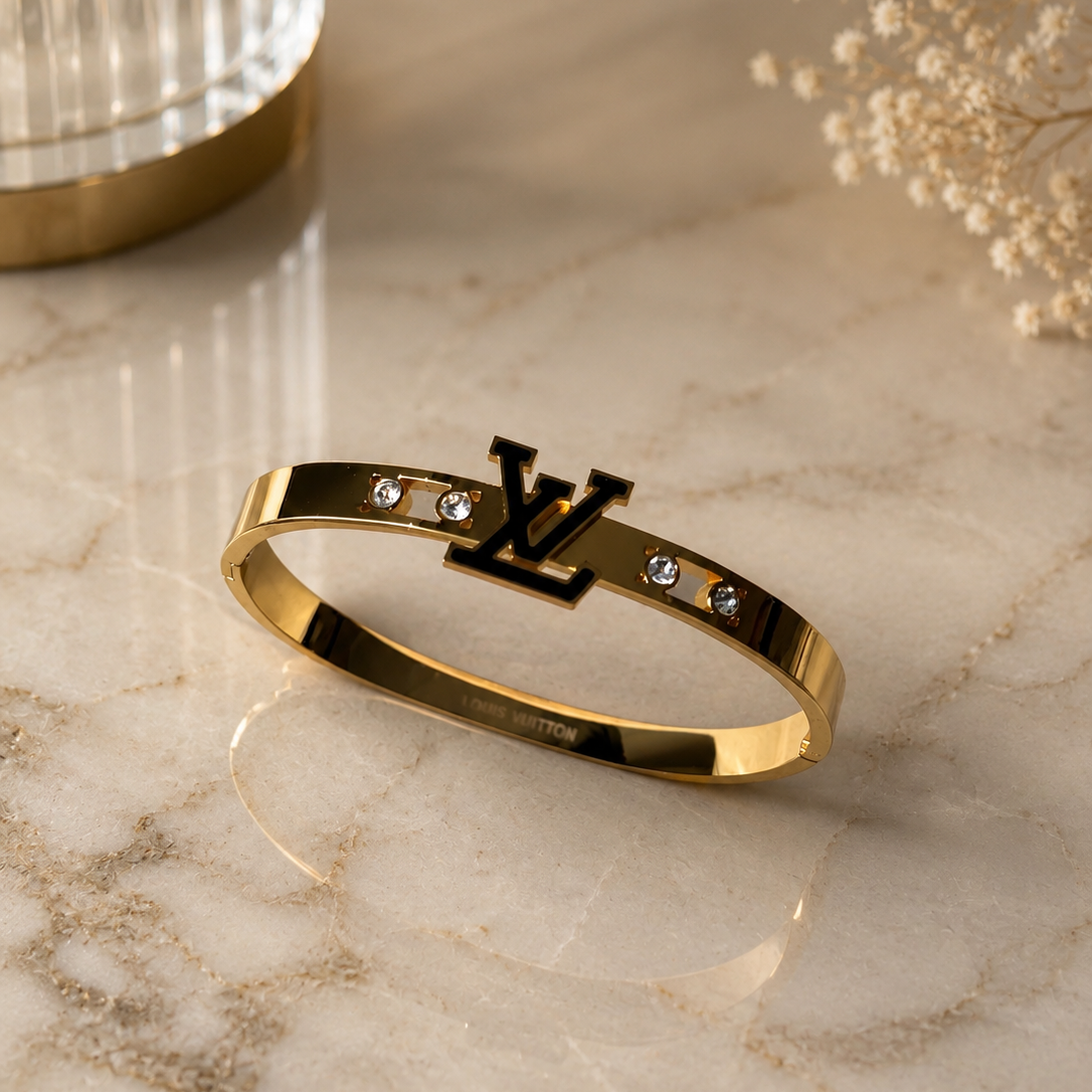 LV Gold bracelet with a logo