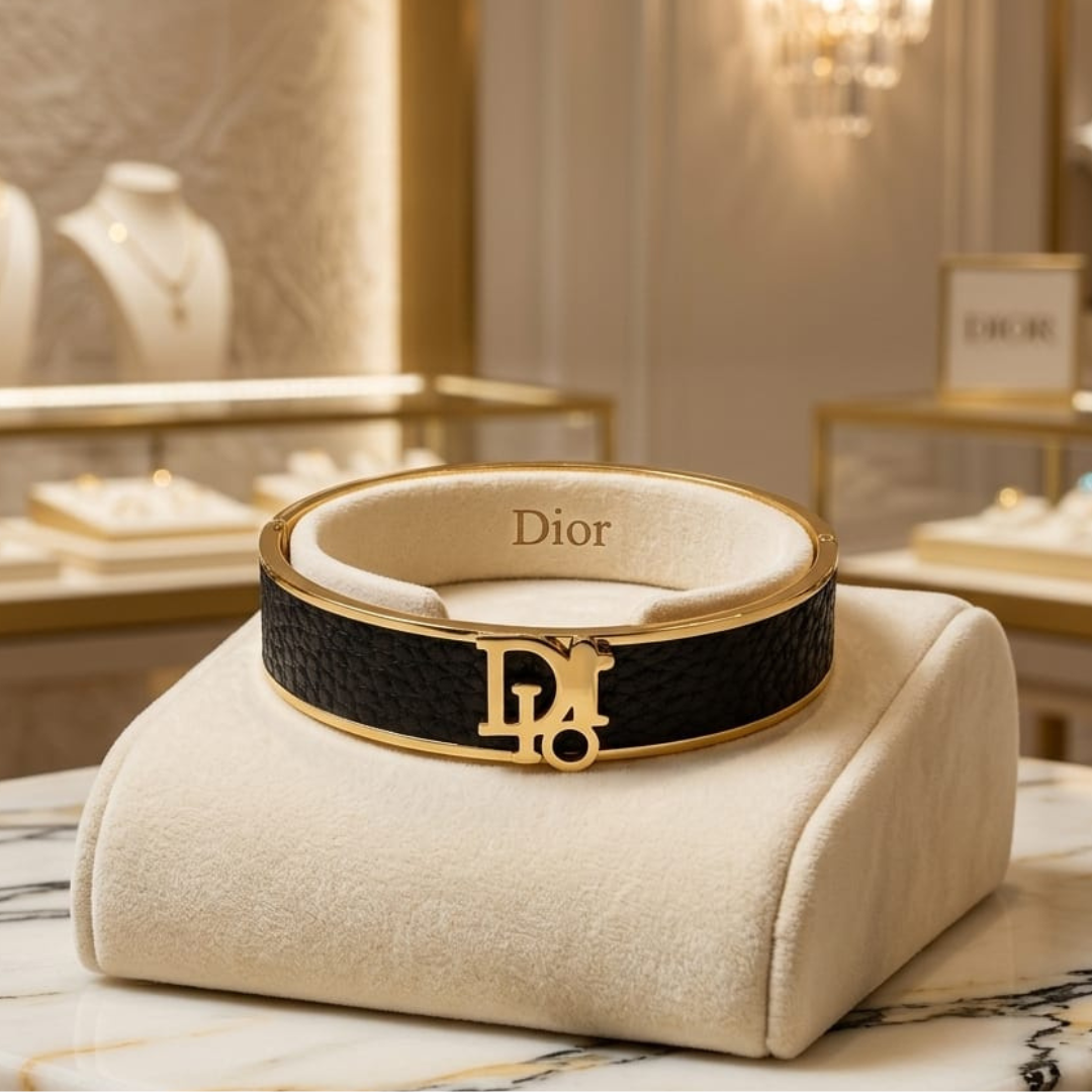 Dior Luxury Black & Gold Bangle