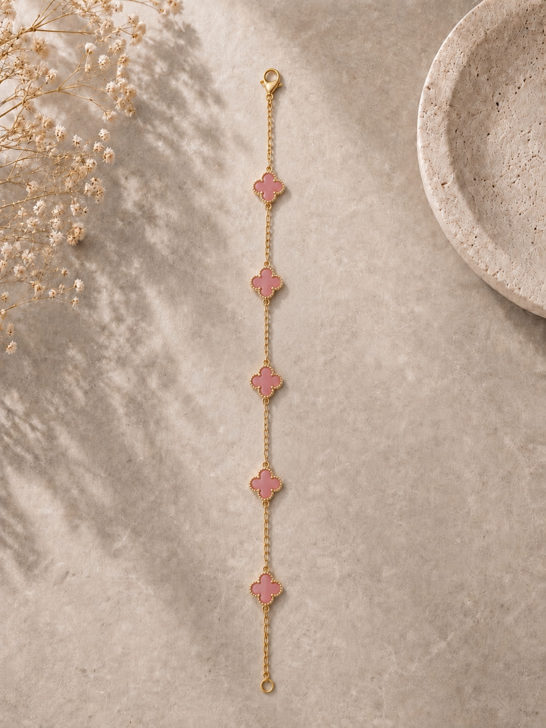 Pink Pearl Clover Bracelet