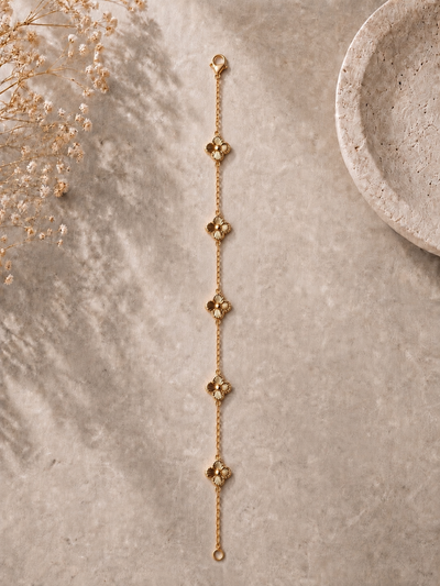 Gold Pearl Clover Bracelet