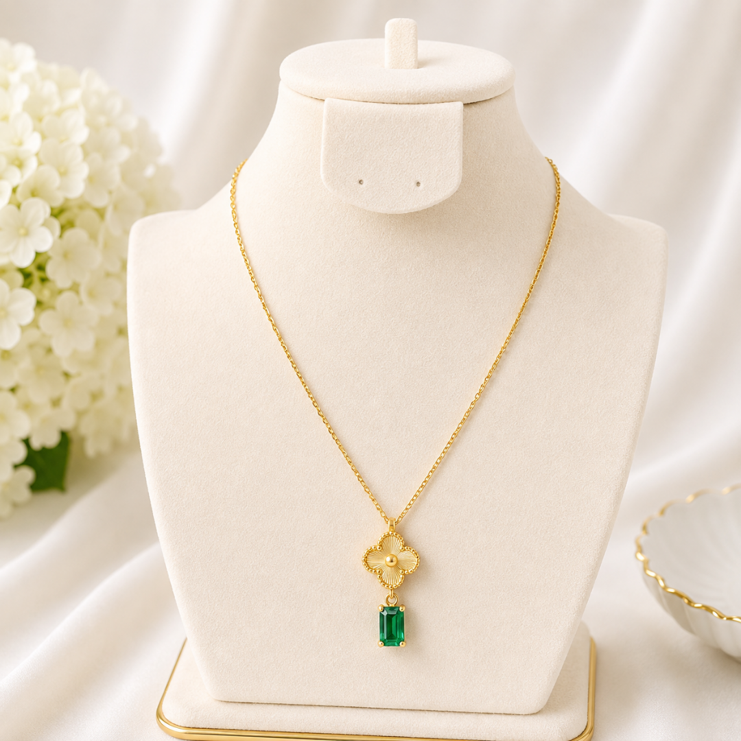 Golden & Green Stone Desire Necklace