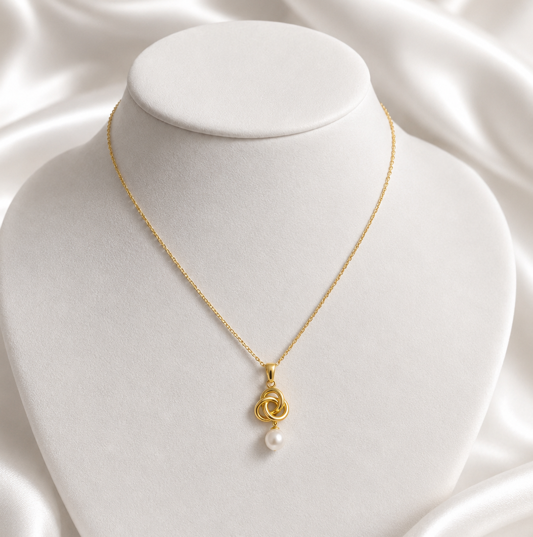Golden Knot Pearl Pendant