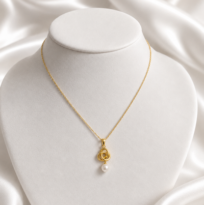 Golden Knot Pearl Pendant