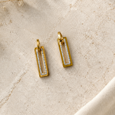 Crystal Rectangle Drop Earrings
