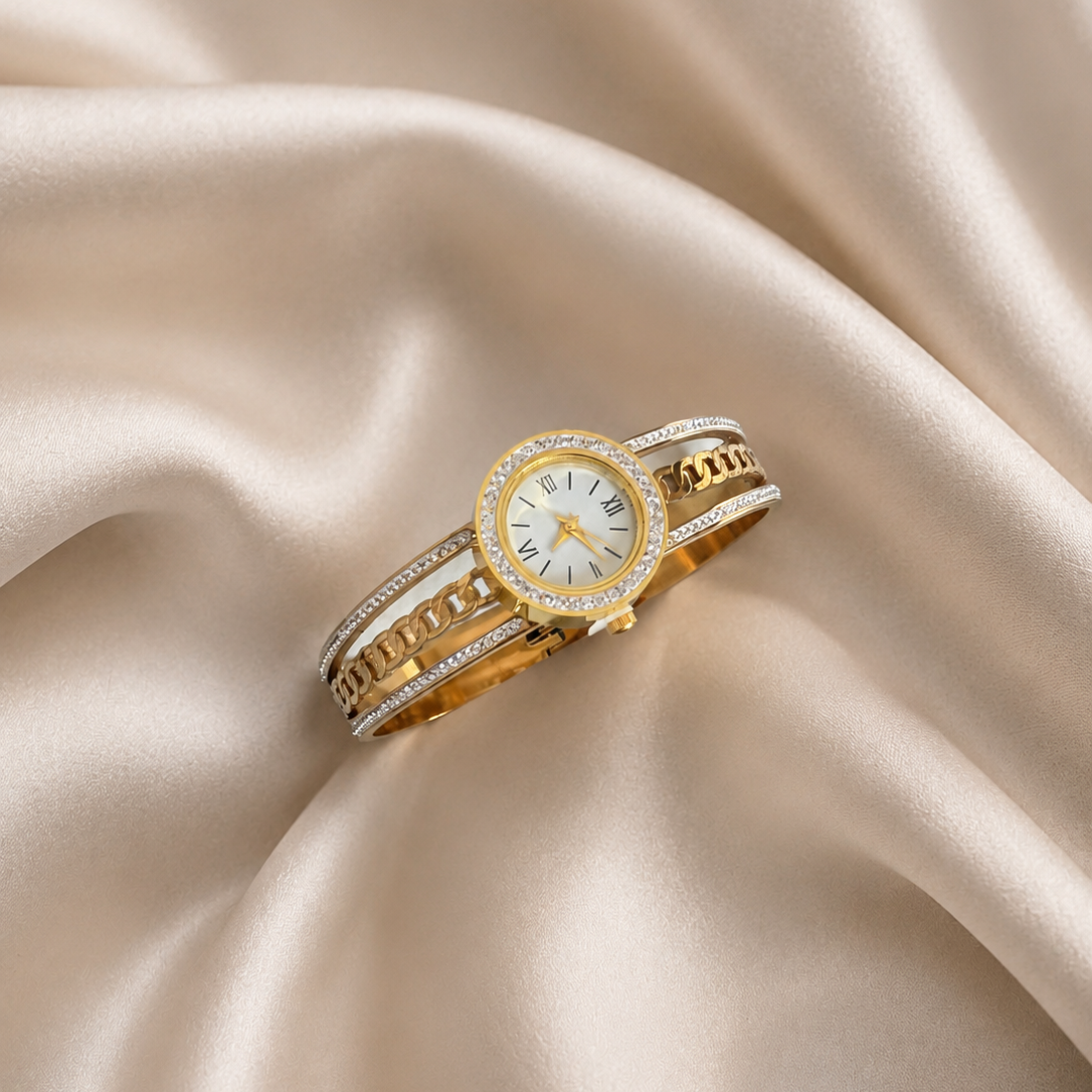 Golden Chain Crystal Watch