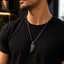 Men's black and silver wing pendant necklace made from premium 316L stainless steel