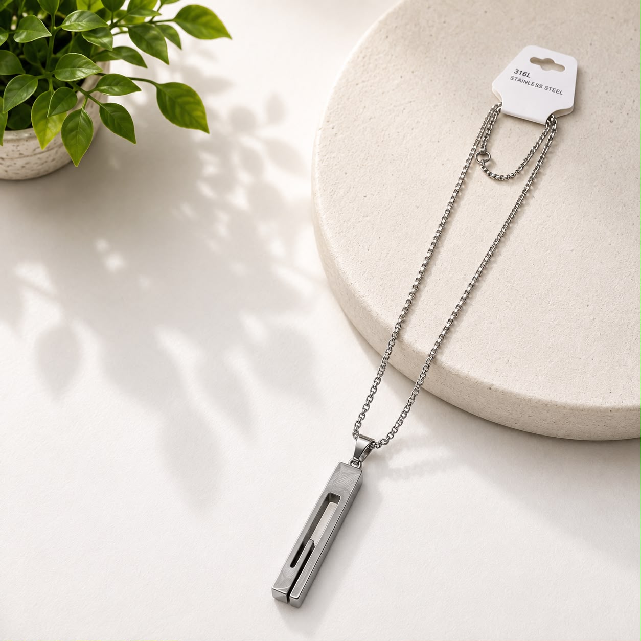 men necklace, stainless steel necklace, silver pendant, men's chain Qatar, men's jewelry Qatar, premium men's jewelry